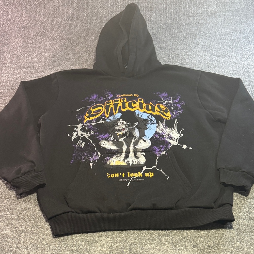 Mandee Black Hoodie with Purple and Gold Graphic